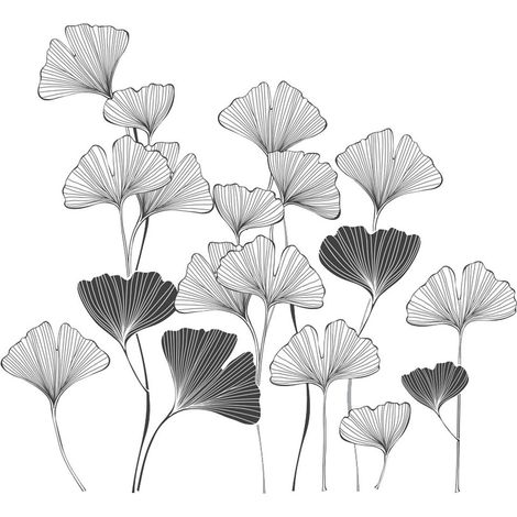 Stickers muraux Ginkgo – Décoration murale en vinyle – Dimensions 55x60 cm – Installation sur surfaces lisses uniquement – Sud Trading (1/2)