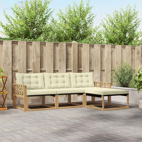 vidaXL Outdoor-Sofagarnitur 4 Stk. Weiß und Creme (1/5)