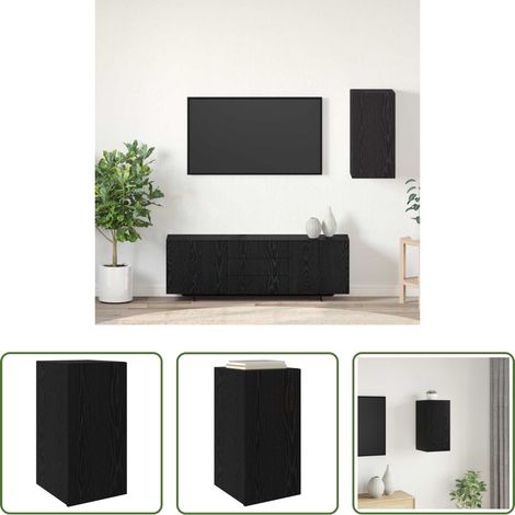 vidaXL Holzschrank - Wand-TV-Schrank Schwarz Eichen-Optik 30,5 x 30 x 60 cm (1/5)