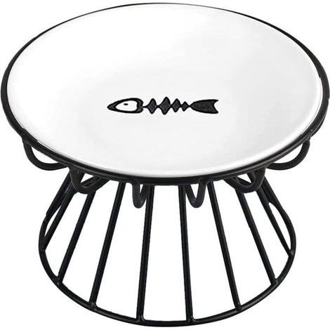 Gamelle pour chat en céramique à pieds hauts, anti-renversement et protection de la colonne cervicale (1/4)