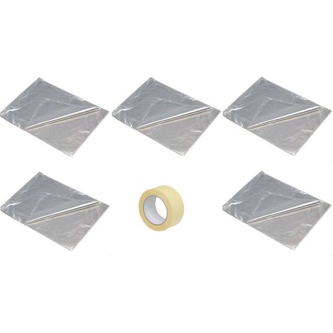 5 Teli Copritutto Mt 4 X 4 + 1 Nastro Carta Mt 50 X 5 Cm Pittura Muratura Mobili