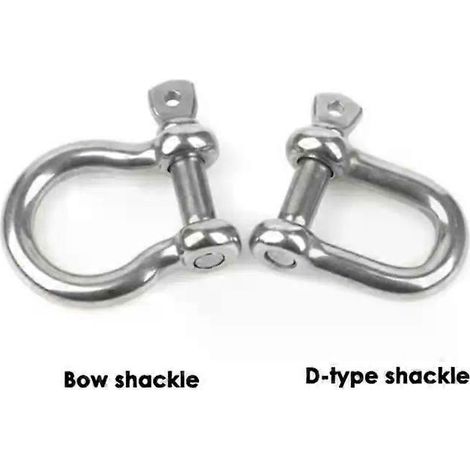 HONORNIC - Manille en D en acier inoxydable, boucle de levage en U haute résistance, chaîne fixe (1/4)