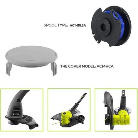 Bobine de fil débroussailleuse - AC14RL3A - Lot 6 pièces - Ø 0,2 cm - Compatible Ryobi One+ 18/24/40V (1/4)