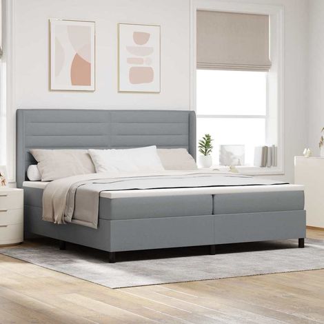 vidaXL Cama tipo Box Spring con cojín Gris Claro 200 x 200 cm tela (1/5)
