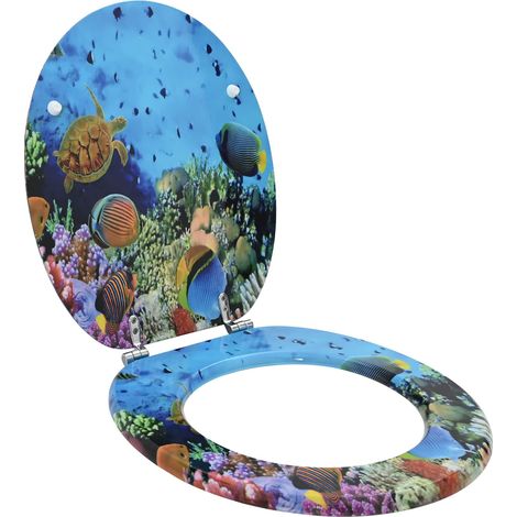 Soft-Close Toilet Seat Deep Sea Blue 44 x 38 cm MDF board vidaXL