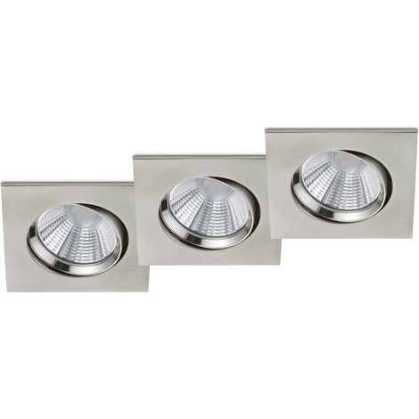LED Deckeneinbaustrahler PAMIR eckig 3er Set schwenkbar dimmbar Silber matt (1/5)