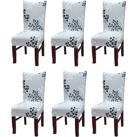 CCYKXAHousse d Chaise Extensible, Lot de 6 Housses Amovibles et Lavables pour Cuisine et Salle à Manger, Respirantes, Douce et Confortable, Déco pour Hôtel (1/5)