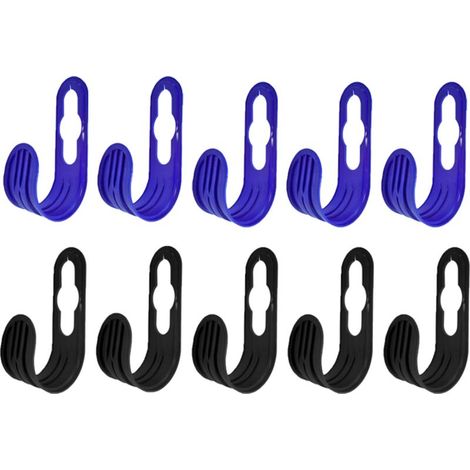 10 cintres pour tuyaux de jardin , ABS Plastic Water Hose Holder Wall Mount for 150 Feet Garden Watering Tube Hoses Storage, Expandable Outside Pipe Reel Hanging Hooks [Bleu, noir] (1/5)