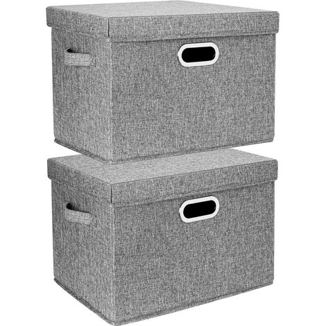 Lot de 2 Boîte de rangement, Tissu polyester, Pliable, Couvercle inclus, Lavable, Pour maison et bureau (1/5)