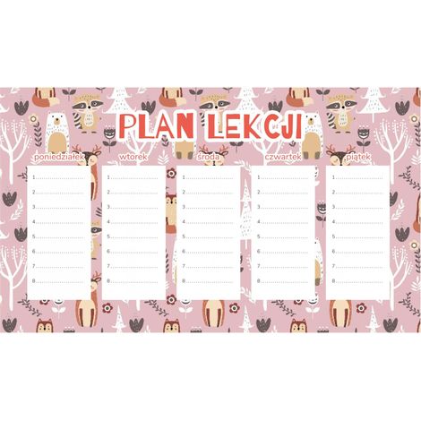 Plan de lección magnético Bosque rosa 45 x 26 cm