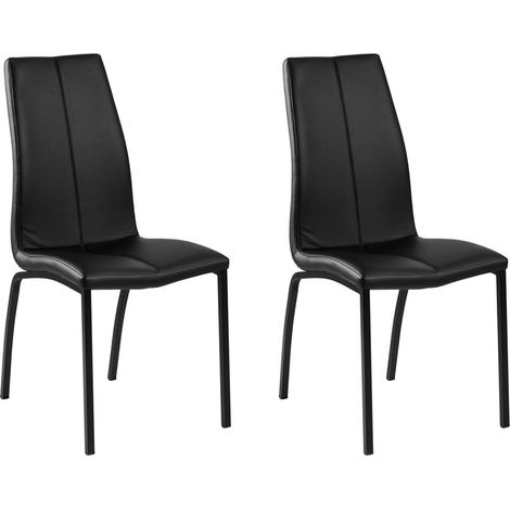 Amin Chaise de salle à manger en similicuir PU en noir et structure en métal en noir. (1/2)