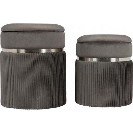 Lot de 2 Tabourets "Zora" 44cm Gris & Argent (1/5)