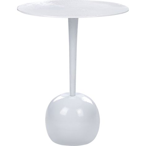 Mesa auxiliar de metal blanco 40 cm tablero tallado sala de estar recibidor Eucla