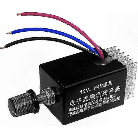 Variateur de vitesse 10A 12V/24V pour moteur à courant continu, ventilateur de voiture, camion et chauffage – régulateur PWM ajustable (1/5)