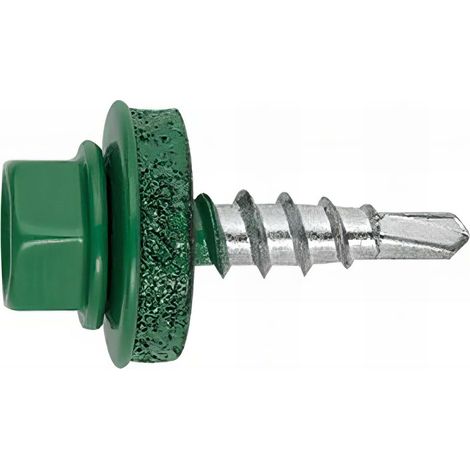 250 vis autoperceuses, tête hexagonale 8 vert mousse 4,8 x 35 mm zingué spécial bac acier - AFVE144835 - Index (1/4)
