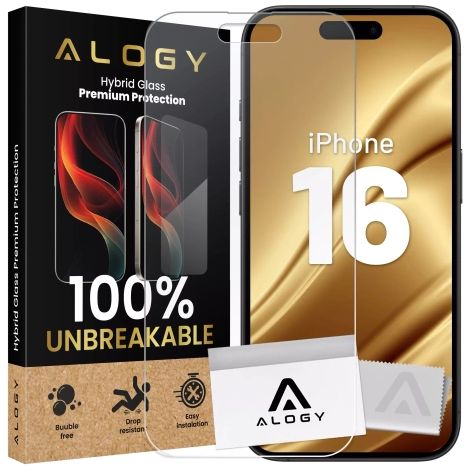 Vetro infrangibile per Apple iPhone 16 ibrido Alogy Flexi Full Glass 9H piatto per l'intero schermo (1/4)