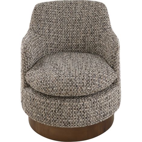 Fauteuil pivotant tweed 75cm – Assise enveloppante – Rotation fluide 360° – Piétement en placage de chêne – Signature (1/5)