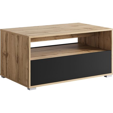 Mesa de centro Sarasota 188, Roble wotan + Grafito, 45x55x90cm, Diámetro: 0, Aglomerado laminado, Angular (1/4)