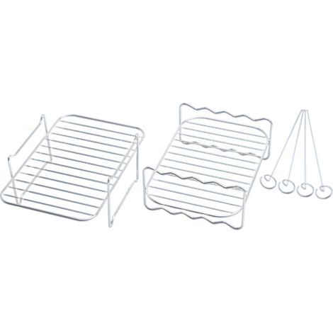 Accessoires Friteuse sans Huile - Grille Multifonction à Un Niveau avec Brochettes et Panier Double pour Friteuse à Air (1/5)
