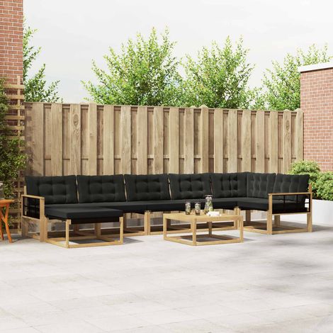 vidaXL Outdoor-Sofagarnitur 8 Stk. Weiß und Schwarz Massivholz Akazie (1/5)