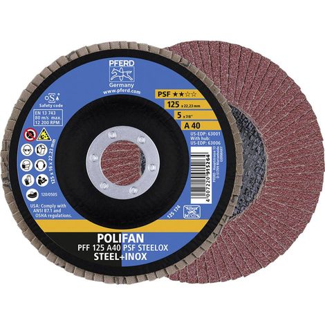 PFERD 67644125 A Psf Steelox Disco con falde Diametro 125 mm Ø foro 22.23 mm 10 pz. (1/5)