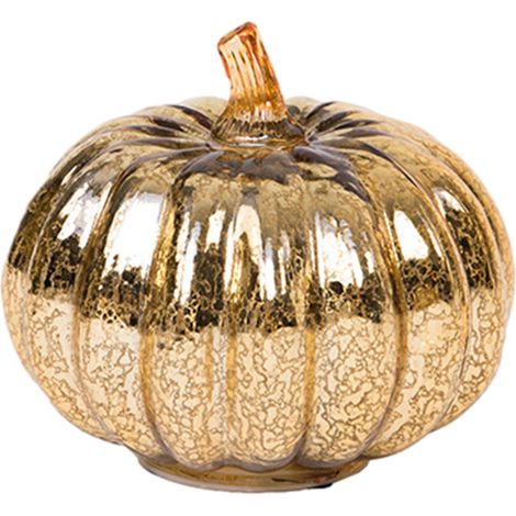 Lampe Citrouille Verre - LED à Pile avec Minuterie - Décoration Automne Halloween Thanksgiving - 16,3 x 14 cm - 1 Pièce (1/5)