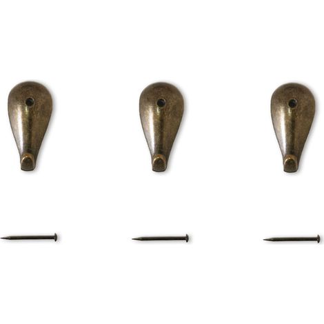 Lupia - Kit 3 Ganci GOCCIA BRONZO per Quadri, Specchiere e Cornici, Design Artistico, Adatti a tutti gli ambienti, Chiodini per il fissaggio inclusi, Dimensioni 2,6x1,2 cm (1/3)