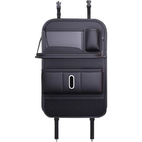 Organisateur De Siège Auto Arrière  Protecteur de Siège Auto avec Compartiments  Porte-Tablette Cuir, Plateau Repas Pliable, Range-Tissues et Tapis Anti-Salissures pour Voyage (1/5)