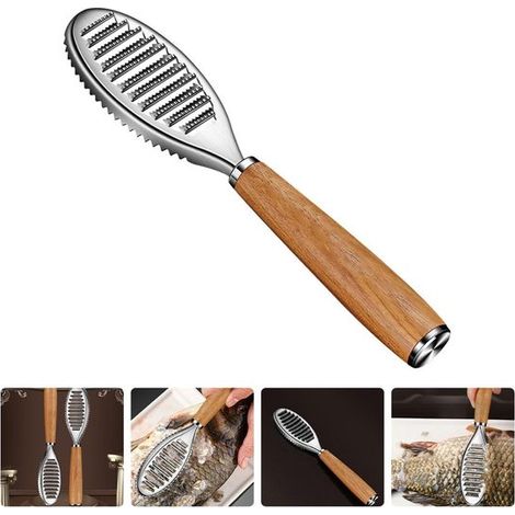 2er Pack Fischschuppenentferner, gezahnte Fischschuppenbürste aus Edelstahl, Fischhautentferner, Schäler, für Küchengeräte und Meeresfrüchte Werk (1/5)
