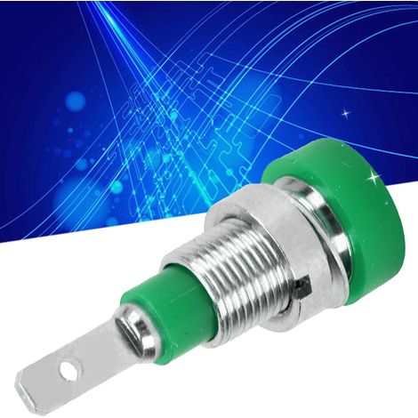 J.40004 Prise banane 2 mm tout cuivre de haute qualité, prise panneau 2 mm, ouverture panneau 8 mm, vendue par paquets de 10 (vert). (1/5)