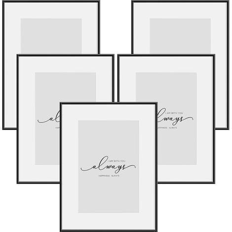 WOLTU Marco de Fotos de Pared 5x 30x40 cm, Marco, Frontal de Plexiglás Transparente, para Tarjetas, sin Patas de Apoyo, Negro