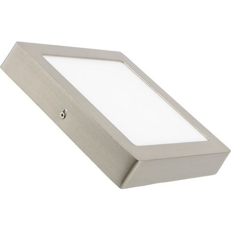 Plafonnier LED Carré Métal 18W Argenté 225x225 mm 6000K Blanc froid (1/4)