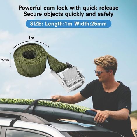 Sangles d'arrimage de 1 m - Lot de 6 Courte Sangle a Cliquet avec Boucle de Serrage 25mm 250kg Sangle Porte Velo, Sangle Moto Extrêmement Robustes