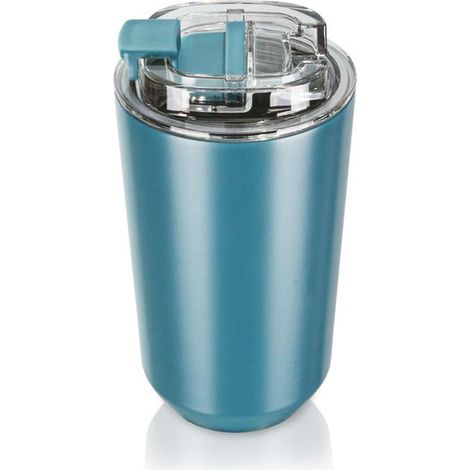 Taza térmica con tapa, Taza de viaje para café, Taza de acero inoxidable con aislamiento al vacío, Reutilizable, Color blanco roto, 380 ml (1/5)