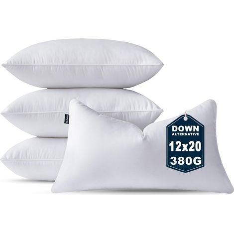 Coussins Garnissage 30 x 50 cm Lot de 4 Alternative au Duvet Décoratifs Lombaires Petits 12 x 20 Pouces Coussins Rectangulaires Blancs Rembourrage Cushion Oreiller pour Canapé de Salon de Lit (1/5)
