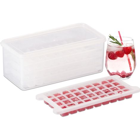 Juego de moldes para cubitos de hielo con caja y tapa