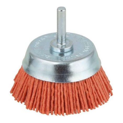 wolfcraft 1 Nylon-Topfbürste, 6 mm Rundschaft, rot = aggressiv Ø 65 mm
