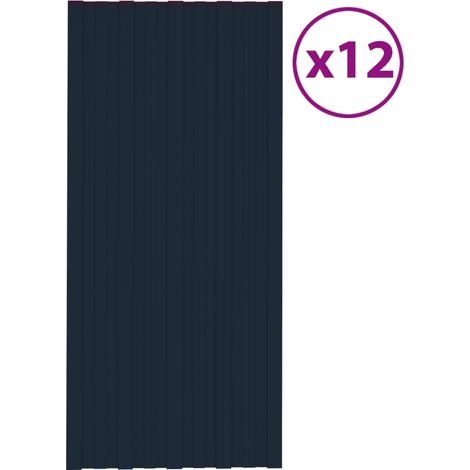 Vidaxl – Panneau de toiture 12 pcs en acier galvanisé anthracite 100 x 45 cm – Épaisseur 0,23 mm – Pour structures temporaires (1/5)