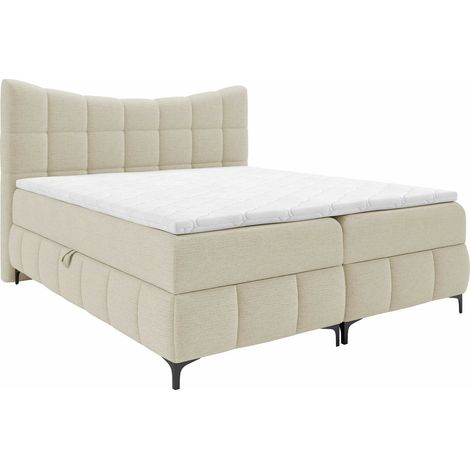 Lit boxspring Littera, Freya 210.03, Double, Continental, 180x200, Tissu, Disponible, 184x210x120cm (1/5)