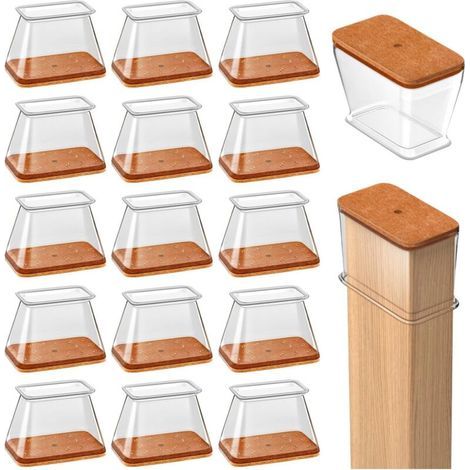 16pcs Protection Pied de Chaise Rectangulaire, Protege Pied de Chaise Silicone, Patins pour Chaises, Reduire Le Bruit éviter Les Rayures, S Fit: Périmètre:95-124mm (1/4)