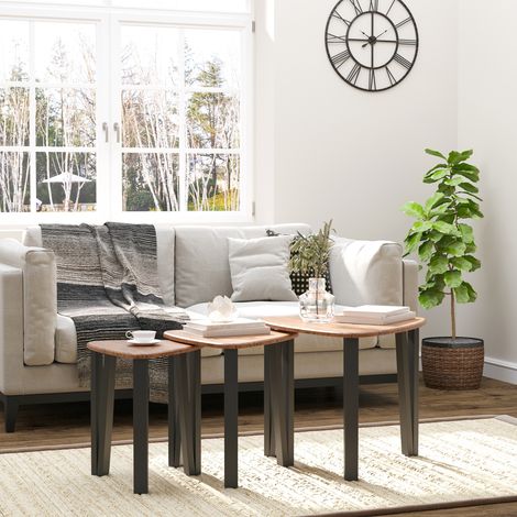 3 Mesitas de Café Mesa de Centro Minimalista Patas de Acero con Funda de Plástico Mesa Nido para Salón Sofá 56x54.2x45.4cm (1/5)