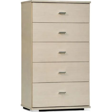 Cómoda 5 cajones roble blanqueado 91x53x33