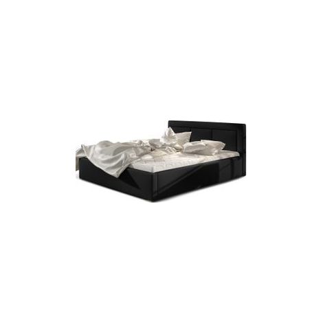 Lit adulte avec coffre de rangement Berlino - Simili cuir rembourré-Noir-180x200 (1/5)