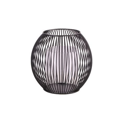 TrendLine Deko Eisen-Glas Windlicht rund Ø 18,5 x 17 cm schwarz Windlicht