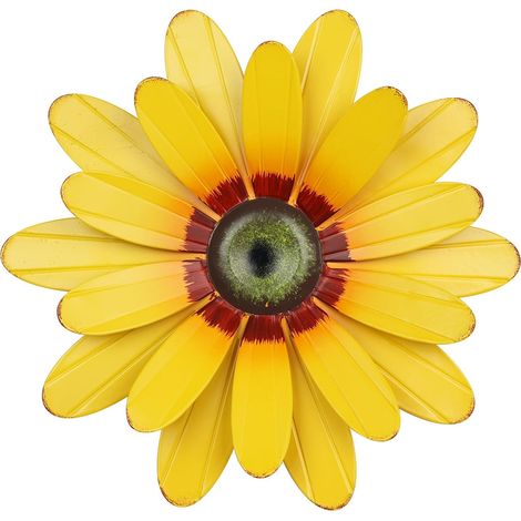 Décoration de jardin tournesol, décoration murale florale en métal, art mural suspendu pour la cuisine, la salle de bain, intérieur et extérieur, 30 cm