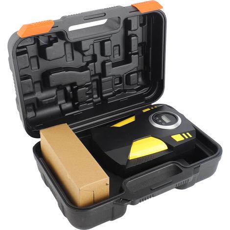 Gonfleur de pneus portable rechargeable sur batterie avec 3 embouts, pompe à air électrique 12V pour voiture, moto, vélo et ballon, éclairage LED (1/5)