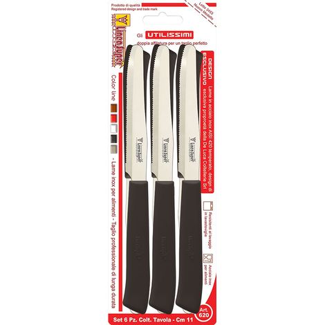 COLTELLI DA TAVOLA 'UTILISSIMI' lama mm 110 - manico nero - DE LUCA