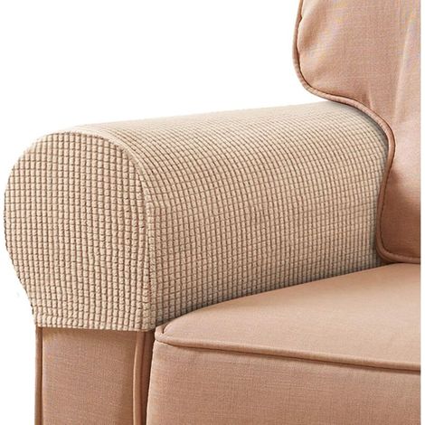 Accoudoir Universel - Housse Repose-Bras En Polyester Extensible - Pour Canapé Fauteuil Chaise - 2 Pièces Marron (1/4)