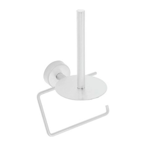 Portarotolo con gancio e barra verticale in acciaio inox bianco opaco installazione a muro  Monde-B kamalu