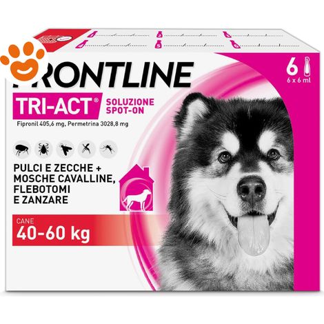 Frontline Dog Tri-Act (40-60Kg) - Confezione 6 Pipette - Antiparassitari CANE